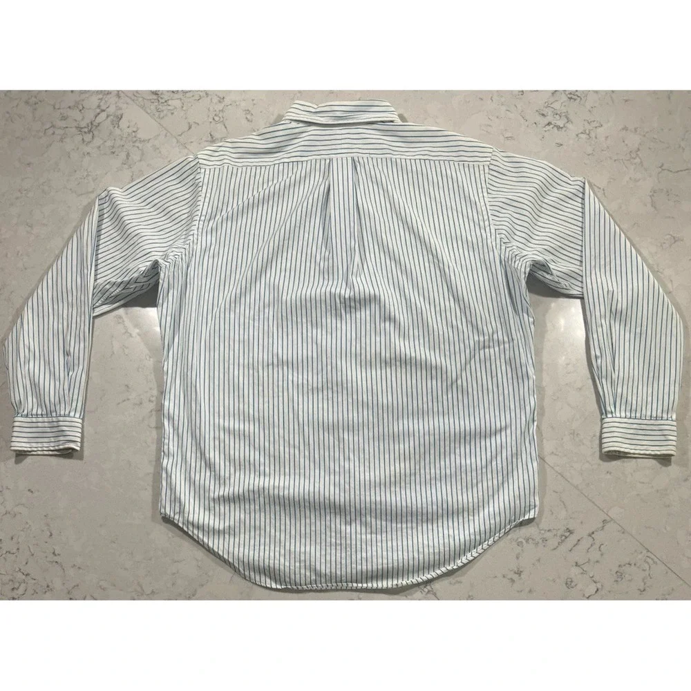 Ralph Lauren‎ Oxford Shirt Mens XL White Blue Stripes Classic Fit Button Down